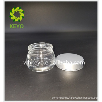 Clear container glass jar cosmetic sample pots with aluminum screw lids